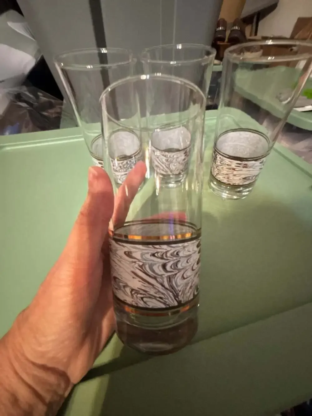 Vintage Anchor Hocking Corp Marbled Glass Tumbler Set of 4